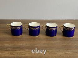 7 AYNSLEY Demitasse Cup Saucer Sets #796 VTG Cobalt Blue Gold Gilt EXCELLENT