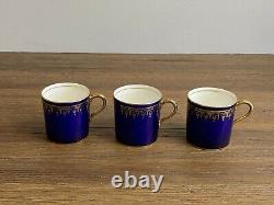 7 AYNSLEY Demitasse Cup Saucer Sets #796 VTG Cobalt Blue Gold Gilt EXCELLENT