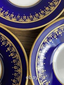 7 AYNSLEY Demitasse Cup Saucer Sets #796 VTG Cobalt Blue Gold Gilt EXCELLENT