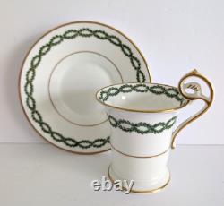 7 Antique George Jones Demitasse Cups Saucers Gilman Collamore NY Green Gold Set
