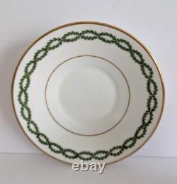 7 Antique George Jones Demitasse Cups Saucers Gilman Collamore NY Green Gold Set