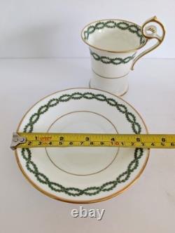 7 Antique George Jones Demitasse Cups Saucers Gilman Collamore NY Green Gold Set