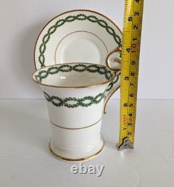 7 Antique George Jones Demitasse Cups Saucers Gilman Collamore NY Green Gold Set