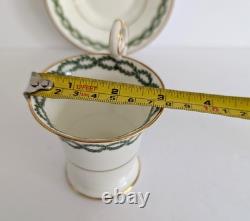 7 Antique George Jones Demitasse Cups Saucers Gilman Collamore NY Green Gold Set
