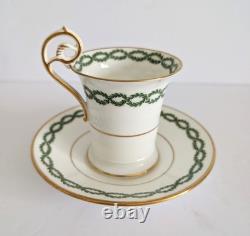 7 Antique George Jones Demitasse Cups Saucers Gilman Collamore NY Green Gold Set