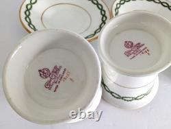 7 Antique George Jones Demitasse Cups Saucers Gilman Collamore NY Green Gold Set