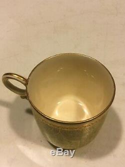 7 Antique Royal Worcester Demitasse CUP & SAUCER SETS Gold Yellow Black 1880s