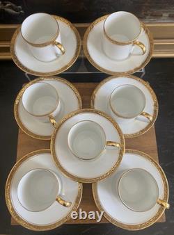 (7) GEORGES BOYER Gold Trim DEMITASSE CUPS & SAUCERS Vintage Limoges France