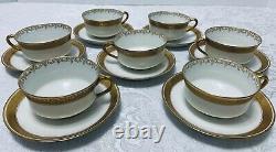 7 Haviland 584 CUPS & SAUCERS Gold Encrusted Antiq Limoges Bailey Banks & Biddle