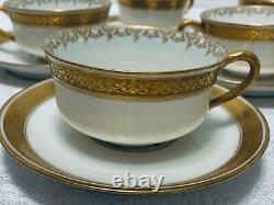 7 Haviland 584 CUPS & SAUCERS Gold Encrusted Antiq Limoges Bailey Banks & Biddle