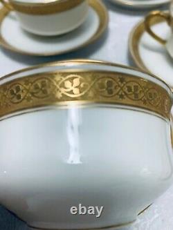 7 Haviland 584 CUPS & SAUCERS Gold Encrusted Antiq Limoges Bailey Banks & Biddle