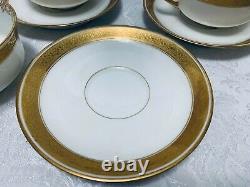 7 Haviland 584 CUPS & SAUCERS Gold Encrusted Antiq Limoges Bailey Banks & Biddle