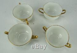 7 Haviland Limoges Ranson Bouillon Cups & Saucers Gold Encrusted Swag Border