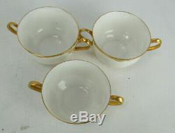 7 Haviland Limoges Ranson Bouillon Cups & Saucers Gold Encrusted Swag Border