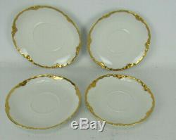 7 Haviland Limoges Ranson Bouillon Cups & Saucers Gold Encrusted Swag Border