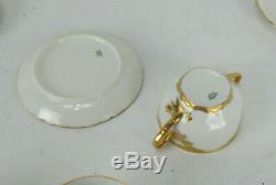 7 Haviland Limoges Ranson Bouillon Cups & Saucers Gold Encrusted Swag Border