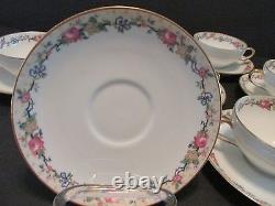 7 Limoges BOUILLON SOUP CUPS & SAUCERS Ahrenfeldt Multifloral Vine Gold Tr Antiq