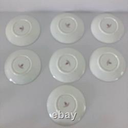 7 Minton England Porcelain Cups & Saucers Red w Gold Trim Set