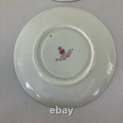 7 Minton England Porcelain Cups & Saucers Red w Gold Trim Set