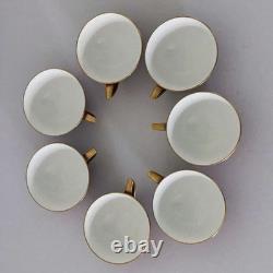 7 Minton England Porcelain Cups & Saucers Red w Gold Trim Set