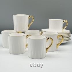 7 Sets SHELLEY Regency DELICATE WHITE GOLD TRIM Minty DEMITASSE CUPS & SAUCERS