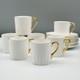 7 Sets Shelley Regency Delicate White Gold Trim Minty Demitasse Cups & Saucers