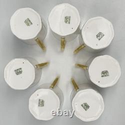 7 Sets SHELLEY Regency DELICATE WHITE GOLD TRIM Minty DEMITASSE CUPS & SAUCERS