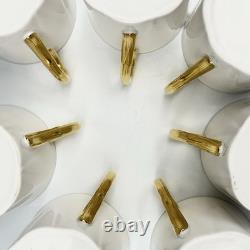 7 Sets SHELLEY Regency DELICATE WHITE GOLD TRIM Minty DEMITASSE CUPS & SAUCERS