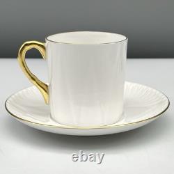 7 Sets SHELLEY Regency DELICATE WHITE GOLD TRIM Minty DEMITASSE CUPS & SAUCERS