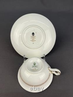 7 Wedgwood FLORENTINE GOLD Cups + Saucers with Dragons in White MINT