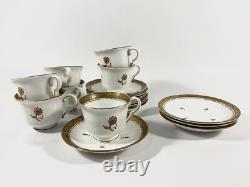 7x Gustavsberg Willhem Kage Ambassador Gold Coffee Demitasse Cups & Saucers