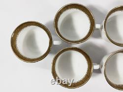 7x Gustavsberg Willhem Kage Ambassador Gold Coffee Demitasse Cups & Saucers