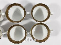 7x Gustavsberg Willhem Kage Ambassador Gold Coffee Demitasse Cups & Saucers