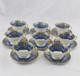 8 Antique George Jones & Sons Crescent Porcelain Gold Encrusted Cups & Saucers