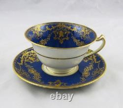 8 Antique George Jones & Sons Crescent Porcelain Gold Encrusted Cups & Saucers