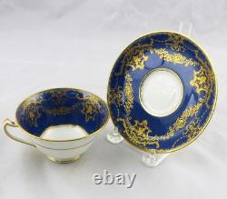 8 Antique George Jones & Sons Crescent Porcelain Gold Encrusted Cups & Saucers