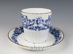 8 Antique Staffordshire Blue Gold Griffin Cup & Saucer Bone China England Dragon