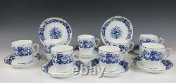 8 Antique Staffordshire Blue Gold Griffin Cup & Saucer Bone China England Dragon