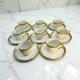 8 Bernardaud Limoges France Demitasse Cups & Saucers White Gold Leaf Encrusted