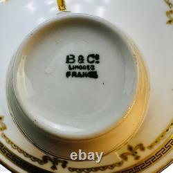 8 Bernardaud Limoges France Demitasse Cups & Saucers White Gold Leaf Encrusted