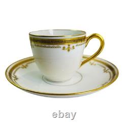 8 Bernardaud Limoges France Demitasse Cups & Saucers White Gold Leaf Encrusted