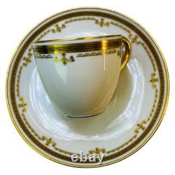 8 Bernardaud Limoges France Demitasse Cups & Saucers White Gold Leaf Encrusted