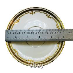 8 Bernardaud Limoges France Demitasse Cups & Saucers White Gold Leaf Encrusted