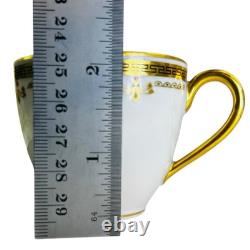 8 Bernardaud Limoges France Demitasse Cups & Saucers White Gold Leaf Encrusted