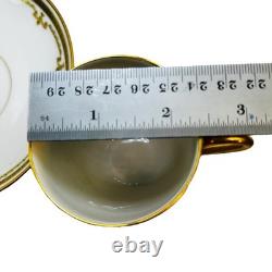 8 Bernardaud Limoges France Demitasse Cups & Saucers White Gold Leaf Encrusted