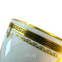 8 Bernardaud Limoges France Demitasse Cups & Saucers White Gold Leaf Encrusted