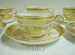 8 George Jones England China 19197 Tea Cups Saucers Gold Flowers Bands Teacup