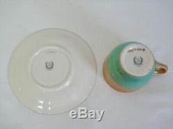 8 Lenox China C303G Demitasse Cups Saucers Gold Encrusted Green Espresso Cup Set