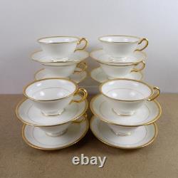 8 Lenox Cups & Saucers X1620/E81H Bailey Banks & Biddle White Gold Edge VGC