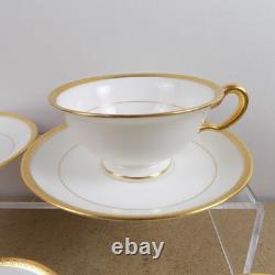 8 Lenox Cups & Saucers X1620/E81H Bailey Banks & Biddle White Gold Edge VGC